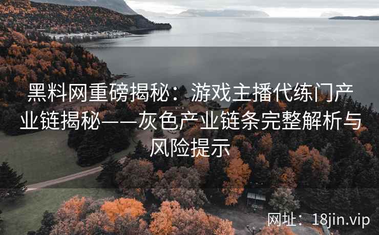 黑料网重磅揭秘：游戏主播代练门产业链揭秘——灰色产业链条完整解析与风险提示