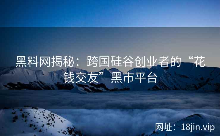 黑料网揭秘：跨国硅谷创业者的“花钱交友”黑市平台
