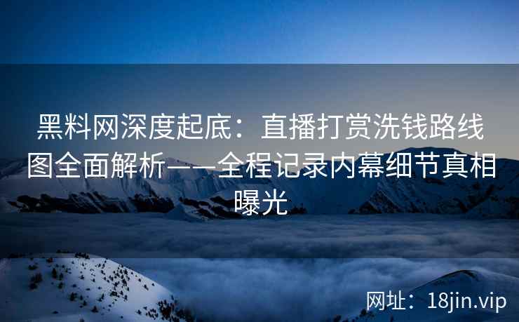 黑料网深度起底:直播打赏洗钱路线图全面解析——全程记录内幕细节真相曝光